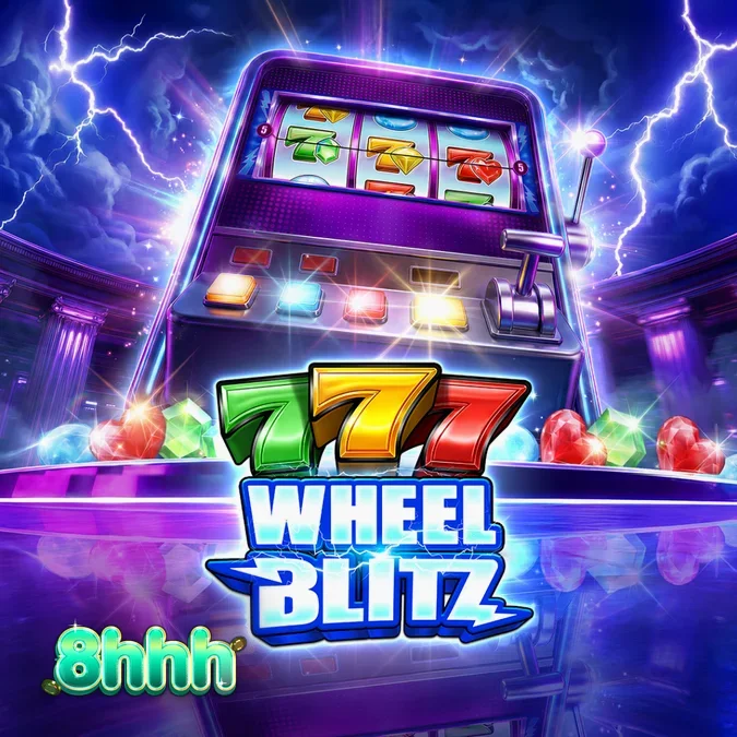 Tampilan antarmuka permainan slot 777 Wheel Blitz dengan roda bonus yang menyala